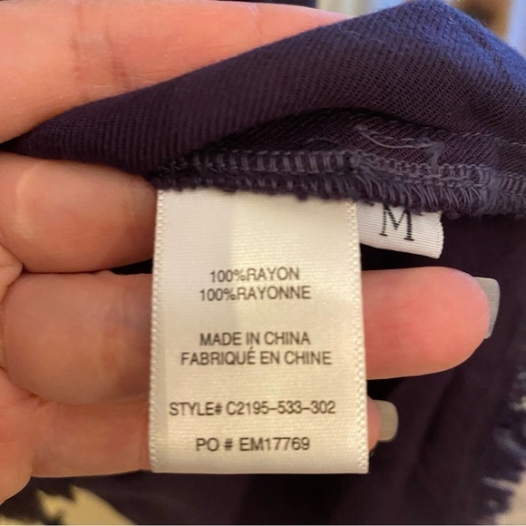 CLOTH & STONE Dark Navy Button Fringe Hem Long Sleeve Top Size Medium - Picture 7 of 8